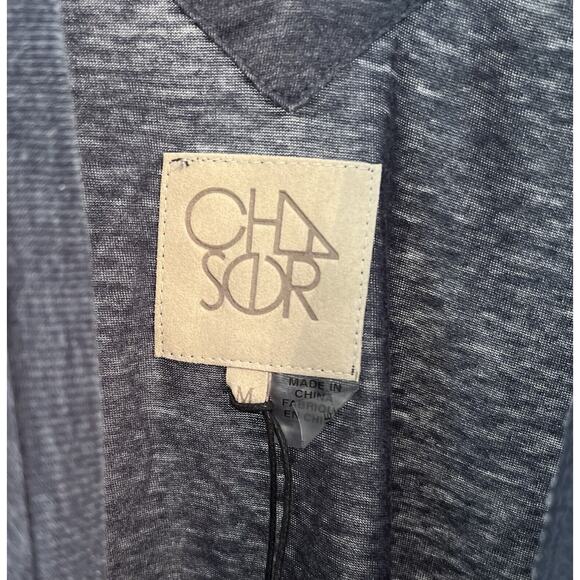 NWT Chaser V-Neck Long Sleeve Tee MEDIUM Dark Gray Open Back - Picture 3 of 3